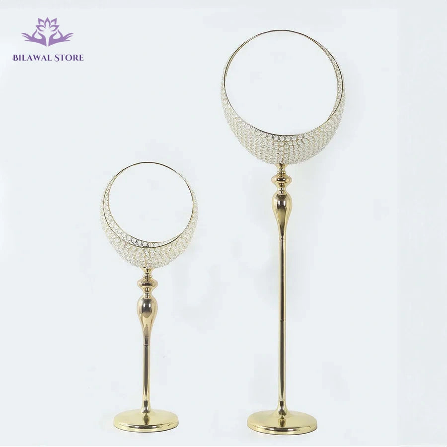 Bilawal Store | Glamorous Gold Crystal Beaded Candle Holder