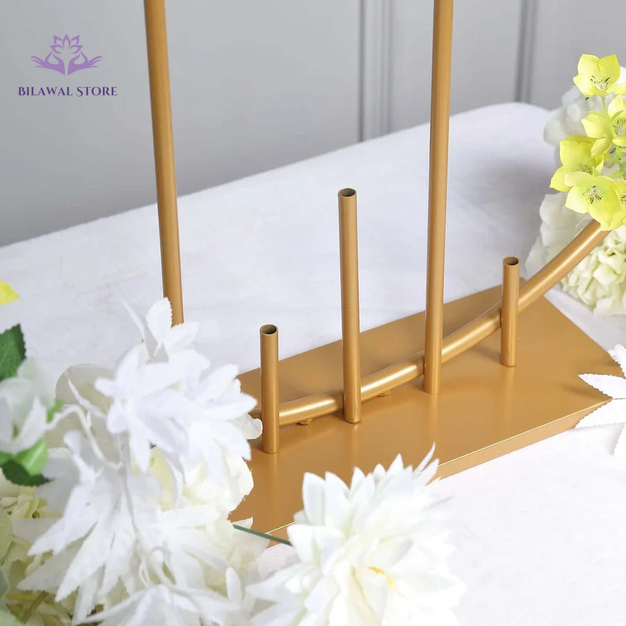 Bilawal Store | Elegant Gold Metal Round Flower Table Wedding Arch Garland Stand