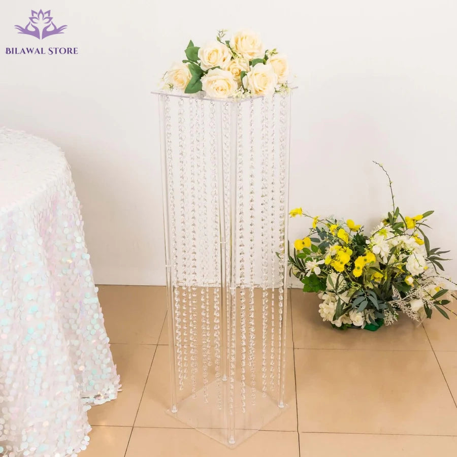 Bilawal Store | Transparent acrylic floral base with crystal bead pendant