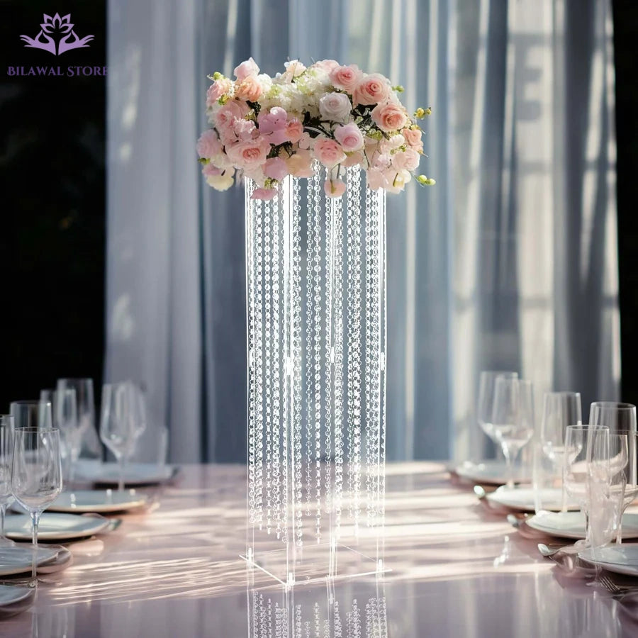 Bilawal Store | Transparent acrylic floral base with crystal bead pendant