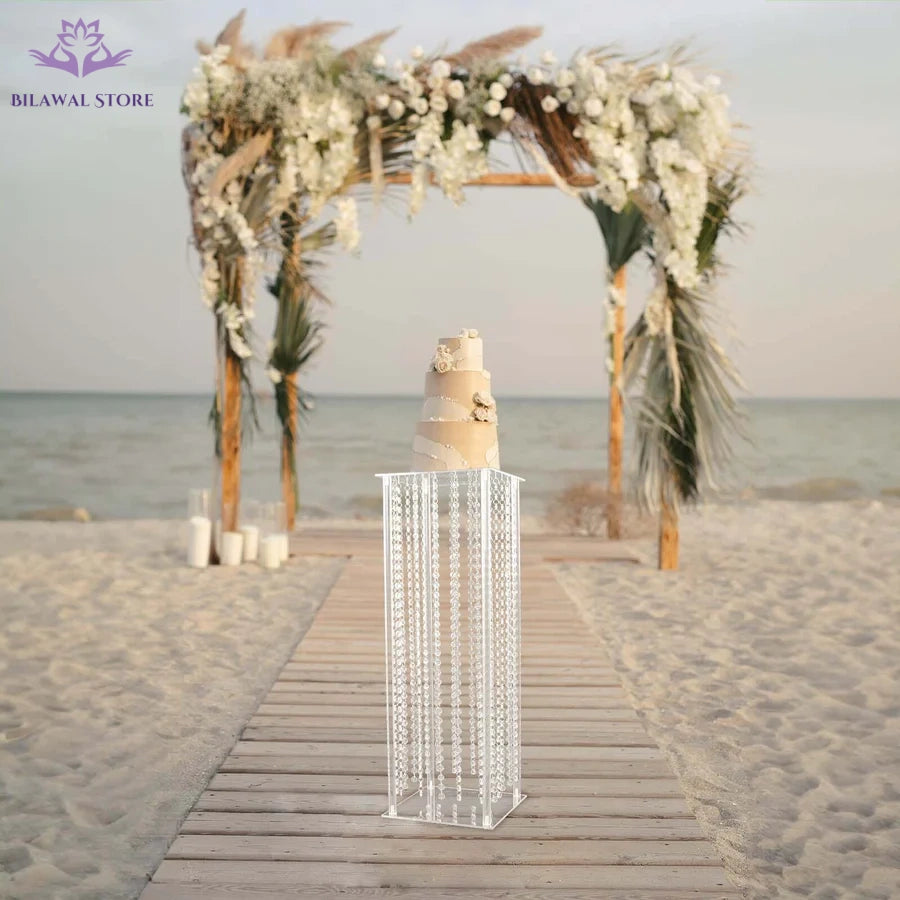 Bilawal Store | Transparent acrylic floral base with crystal bead pendant